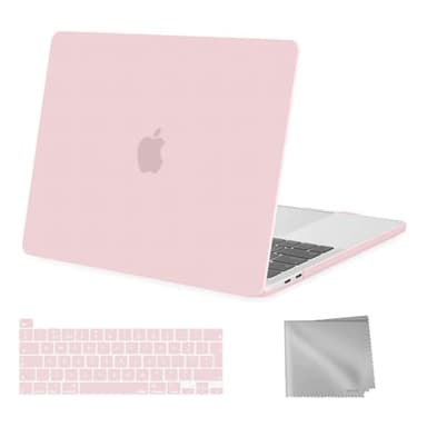 MOSISO Compatible with MacBook Pro 13 inch Case M2 M1 2026 2025 2024 2023 2022-2016 A2338 A2289 A2251 A2159 A1989 A1706 A1708, Plastic Hard Shell Cover & Keyboard Skin & Wipe Cloth, Rose Quartz