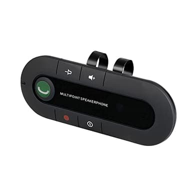 Car Bluetooth Speakerphone with Visor Clip, Wireless Car Kit for Cell Phone Handsfree Talking MP3 Player, Auto Power On/Connection, HiFi Music & Safe Calling (Red)
