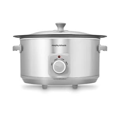 Morphy Richards 461014 Sear & Stew 6.5 Litre Aluminium Slow Cooker, One-Pot Solution, Brushed Stainless Steel