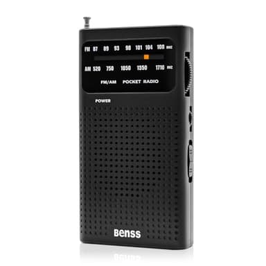 Benss Small Radios Portable AM FM, transistor radios 2AA Battery Operated with Best Reception, Radio with Speaker & Headphone Jack, Pocket Radio for Indoor, Outdoor and Emergency Use(Black)