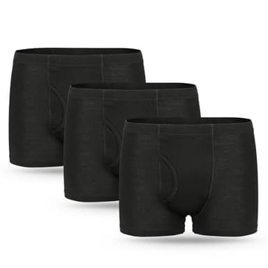 3 Pcs Men’s Incontinence Pants Incontinence Boxer Brief with Absorbent Pad 300 ML Urine Volume Cotton Washable Reusable Leakproof Incontinence Pants for Men Black Size L