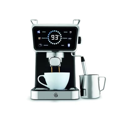 Swan SK22113BLK Core Pump Espresso Digital Coffee Machine, Digital Touch Controls, 5 Pre-Sets, 20 Bar Pressure, Built-in Milk Frother, 1.5 Litre Water Tank, Black