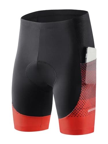 BERGRISAR Cycling Shorts Mens 4D Padded Cycle Bike Bicycle Shorts Breathable Quick-Dry with Pockets Red Large