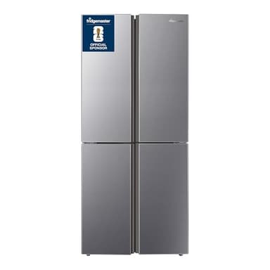 Fridgemaster MQ79394ES Freestanding American 4 Door Fridge Freezer 427L, Total No Frost, Inverter compressor, Silver, 64.3D x 79.4W x 181.6H cm, E Rated