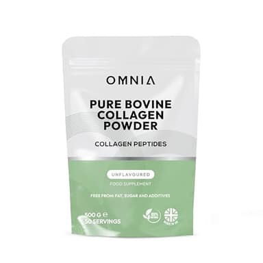 Omnia Pure Bovine Collagen Peptides Powder, 50 Servings, Packed with Essential Amino Acids, Optimal Health, Collagen for Radiant Skin, Strengthens Hair & Nails & Joints- UK Made