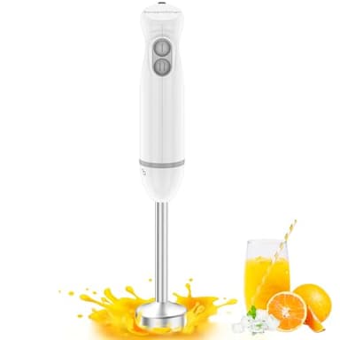Bonsenkitchen Hand Blender for Kitchen, 2-Speed Electric Portable Stick Blender, Immersion Food Blenders with Stainless Steel Blades for Soup, Smoothie, Puree & Baby Food (White)