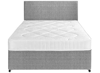 Perfect Sleep 3FT Single Grey Fabric Divan Bed Including Medium feel Quilted Mattress And Headboard