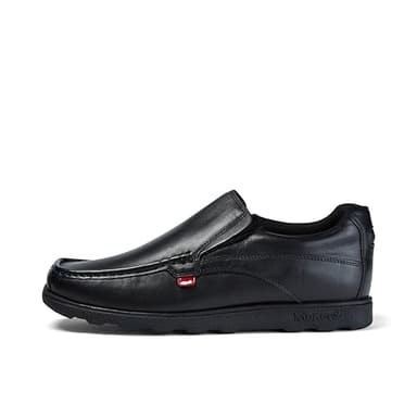 Kickers Men's Fragma Slip On Moc Toe Comfortable Leather Shoes | Smart Everyday School Look | Easy Slip-On Style, Cushioned for All-Day Wear, Black, 8 UK