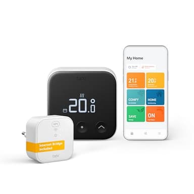 tado Smart Thermostat X – Starter Kit Wired Room Thermostat & Bridge X, Control via App & Smart Speaker (Alexa, Siri, Google Assistant), DIY Installation