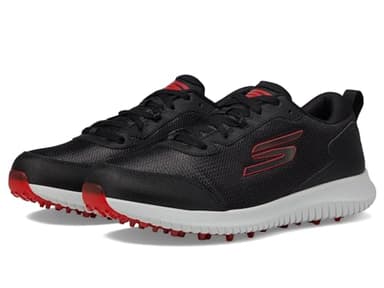 Skechers Men's Max Fairway 4 Lightweight Spikeless Golf Shoe Sneaker, Black/Red, 9.5 UK Wide