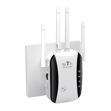 WiFi Extender Booster, 4 Antennas Up to 5000 Sq.ft and 50 Devices, WiFi Repeater, Wireless Internet Repeater with Ethernet Port, 1-Click Setup, Access Point, UK Plug, White