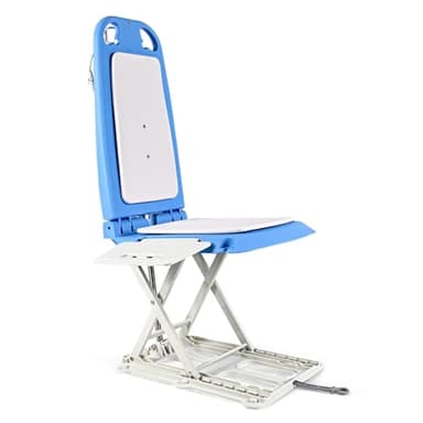 SuperHandy Portable Floor & Bath Lift – 26V 51.8Wh Battery, Lightweight 19 lbs, Foldable, 330 lb Capacity, IP68 Waterproof Lift for Seniors, Ergonomic Seat with Removable Panels (Spa Blue)