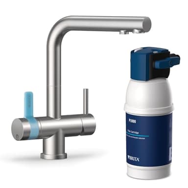 BRITA mypure P1 3-Way tap - Rectangle Includes 1x BRITA P1000 Cartridge for Reduction of Chlorine, limescale and impurities