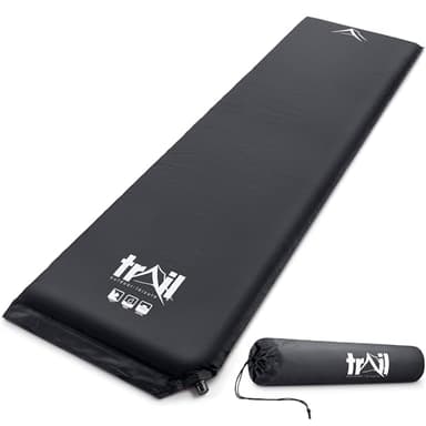 Trail Self Inflating Camping Mat 5cm Thick Single Inflatable Mattress And Bag Black