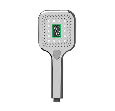 LOWENERGIE Shower Head & LCD Screen Timer with Flow Meter Water Energy Saving Self Powered (Square)