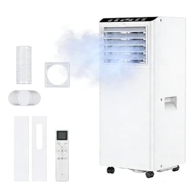 9000 BTU Portable Air Conditioner 4-in-1, Smart Control & Quiet Cooling, Dehumidifier, Fan, Sleep Mode for Rooms Up to 400 Sq. ft, 24H Timer, for Home Office, Window Venting Kit & Remote