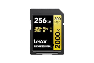 Lexar Professional 2000x SD Card 256GB, SDXC UHS-II Memory Card, Up to 300MB/s Read, 260MB/s Write, Class 10, U3, V90 SDXC Card for DSLR, Full-HD Cinema-Quality 8K Video Cameras