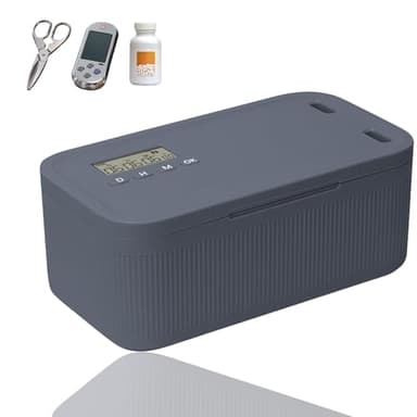 HIKENRI Timed Lock Box,Phone Lock Box Addiction Management,Timer Lockable Storage Box For Kitchen/Home/School/Personal/Travel/Office/Medication Storage Boxs/Snacks(Battery Not Included) (Grey)