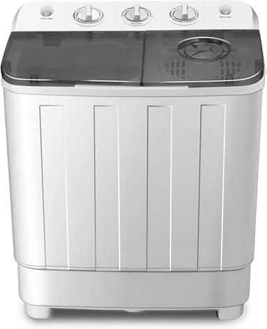 Portable Twin Tub Washing Machine 8.5 KG Total Capacity Washer And Spin Dryer Combo Compact For Camping Dorms Apartments College Rooms 6.5KG Washer 2 KG Drying Black&White
