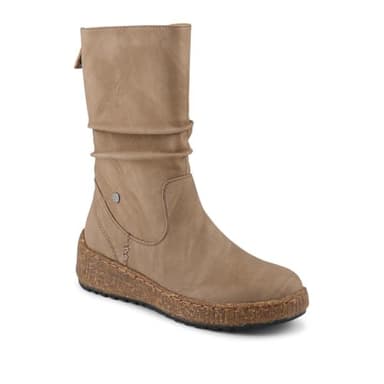 Pavers Mid Calf Wedged Slouch Boots - Beige Size 7