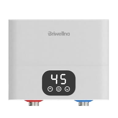 Briwellna Electric Instantaneous Tankless Water Heater 5.5kW 220V, Instant Hot Water Heater with Digital Display for Kitchen Bathroom Sink Counter Under/Above Home Indoor (White)
