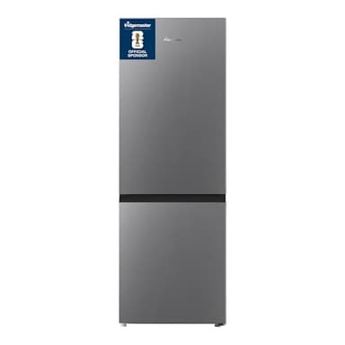 Fridgemaster MC50165ES 50cm Freestanding 60/40 Fridge Freezer - 175-litre capacity with Crisper box - Reversible Door - LED Lighting- 4 Star Freezer Rating - Silver - E Rated