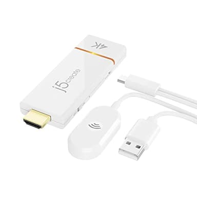 j5create ScreenCast 4K Wireless Adapter Screen Cast from Mobile Phone, Tablet, or Laptop Support for AirPlay, Miracast & Chromecast Mirror Extend for Windows & macOS Wireless Screen Display (JVAW76)
