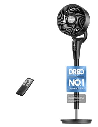 Dreo 20 dB Silent Standing Fan for Bedroom, 42" Pedestal Fans with Remote, 90° Oscillating, 90° Manual Vertical Cooling Fan, 8 Speeds, Adjustable Height, 8H Timer, Child Lock, LED Display[Upgraded]