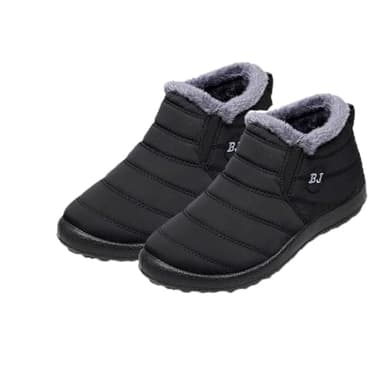 WIWIDANG Women's Waterproof Orthopedic Warm Boots, Winter Snow Boots, Anti-Slip Fur Lined Slip On Shoes for Women Men (Black, Adult, Women, 5.5, Numeric, UK Footwear Size System, Medium)