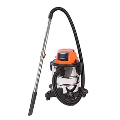 Yard Force 20V Wet and Dry Vacuum Cleaner -Indoor & Outdoor Cleaning - 20L Stainless Tank with 4.0Ah Battery and Charger - LW CVC1, LW CVC1-UK, Silver
