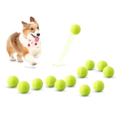 Grezea 12 Pack 2 Inch Mini Dog Tennis Balls for Small Dogs, Interactive Dogs Toy Balls Easy Playing Fetch Fits 2 Inch Dog Ball Launchers