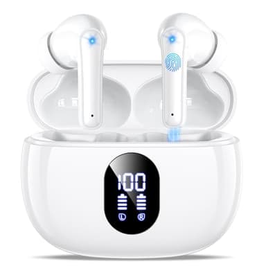 ZZU Wireless Earbuds, Bluetooth Ear Buds with Big Bass Stereo Sound, 48 Hours Playtime, Lightweight in-Ear Fit Earphones, IPX7, Hands-Free Calls with AI for iPhone, Android, Pad, Sports, Workout