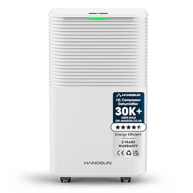 Hangsun 12L Dehumidifier with Digital Humidity Display, Sleep Mode, Laundry Drying Dehumidifiers for Home Damp with Continuous Drainage, 24H Timer Ideal for Large Room, Basement, Bedroom, Bathroom