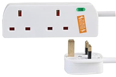 PRO ELEC PELB1949 2 Gang Surge Protected Extension Lead White, 3m