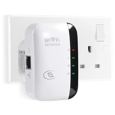 WiFi Extender Booster,WiFi Signal Booster,Internet Coverage Up to 3000 Sq.Ft! Works with 45+ Devices & Features Easy Setup,2.4GHz Band WiFi Extender and LAN Port (black white)