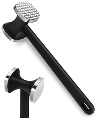 Meat Tenderizer Hammer, Dual-Side Kitchen Meat Pounder Flattener, Heavy Duty Stainless Steel Manual Meat Hammer for Tenderizing Steak, Beef, Chicken, Fish Meat Tenderisers Tool