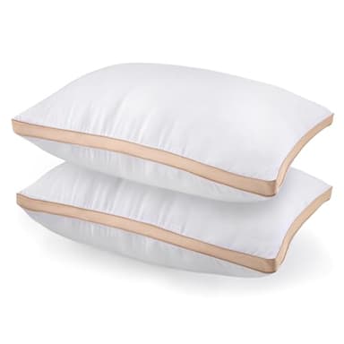 MH Traders Airmax Pillow - Luxury Support Pillows 2 Pack for Neck and Shoulder Pain Relief Bed Pillow Airflow Stay Cool and Comfortable all Night Hypoallergenic Washable Soft Pillows 50x75cm (Golden)