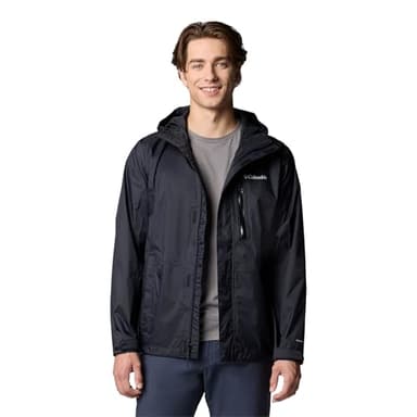 Columbia Men's Pouring Adventure Jacket, Waterproof Rain Jacket, Black, Size L