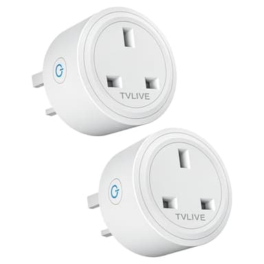 Smart Plug, TVLIVE 2 Pack Smart Plugs that Work with Alexa (Echo, Echo Dot), Google Home Voice Control, Energy Monitoring, Remote Control, Timer & Schedule, smart wifi plug socket UK, No Hub Required