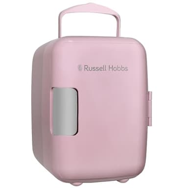 Russell Hobbs 4L/6 Can Portable Mini Cooler & Warmer for Drinks, Cosmetics/Makeup/Skincare, AC/DC Power, Retro Style, Pink, For Bedroom, Home, Caravan, Car RH4CLR1001P