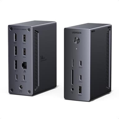 UGREEN Docking Station, Triple 4K Display (2x DP+ HDMI), 14-Port USB-C Dock, 100W Max Charging for Laptop, 27W Max USBC, 10Gbps USB-C/A, 170MB/s SD, Ethernet, Audio, 140W Power Supply for Dell, HP