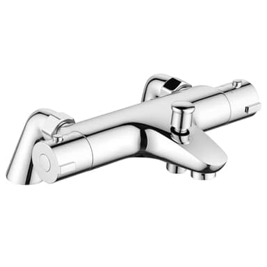 Ronvie Thermostatic Bath Shower Mixer Tap, Solid Brass Deck Mounted Bath Tap with Shower Attachment, 38°C Safe Anti-Scald Shower Mixer Bar Valve, Chrome Finished, 180mm (Bathtub Mounted)