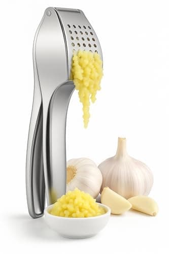 Premium Garlic Press, Heavy Duty Garlic Crusher & Mincer, Super Easy to Use & Clean, No Peel Needed, Crush Garlic & Ginger, Strong & Durable, Kitchen Tool
