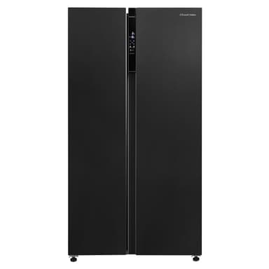 Russell Hobbs Freestanding American Fridge Freezer 442 Litre 70/30 in Black Steel, Super Freeze Function 177cm Tall & 90cm Wide with 5 Glass Shelves and LED Display RH90AFF201DI