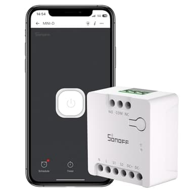 SONOFF WiFi MINI-D Smart Switch with Matter,Home Automation,Dry Contact Output,Supports AC or DC Input,Compatible Alexa & Google Home,for Garage Doors、Boilers、DC Low Power Motors/Solenoid Valves