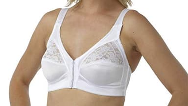 Women's Marlon Front Fastening Soft Cup Non Wired Bra Size 34-48 Cup B-E White (C, White, 40)