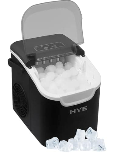 HYE Ice Maker - Ice Cube Maker, 0.8L Tank, Produces 8 Cubes In 6-13 Minutes, Smart LED Indicators & Auto Functions, Black, Ideal For Homes, Bars, Offices & Restaurants - IM12KB27