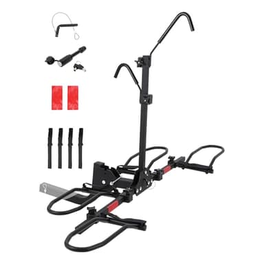 Hitch Bike Rack, 2-Bike Platform Style Foldable Bicycle Carrier for Standard, Fat Tire and Electric Bike, 180 LB Capacity Heavy Duty Steel Ebike Rack Fits SUV, Truck, RV - 2 in Receiver