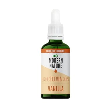 Modern Nature Vanilla Flavour Drops | Sugar Free Coffee Syrup, Liquid Stevia Sweetener, Zero Calorie, Natural Sweetner Flavor Drops | Perfect for Coffee, Protein Shakes, Baking & Drinks – 50ml