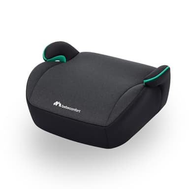 Bebeconfort Manga i-Safe, Car Booster Seat, 6–12 Years, 128–150cm, Child Booster Seat, Compact & Lightweight (<1kg), Easy Belt Installation, Fully Padded, Soft-Touch Fabrics, Black